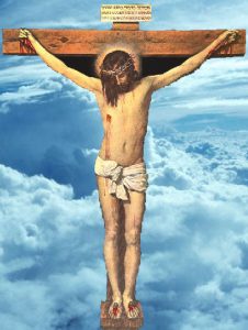 Picture of Jesus on the cross with blood