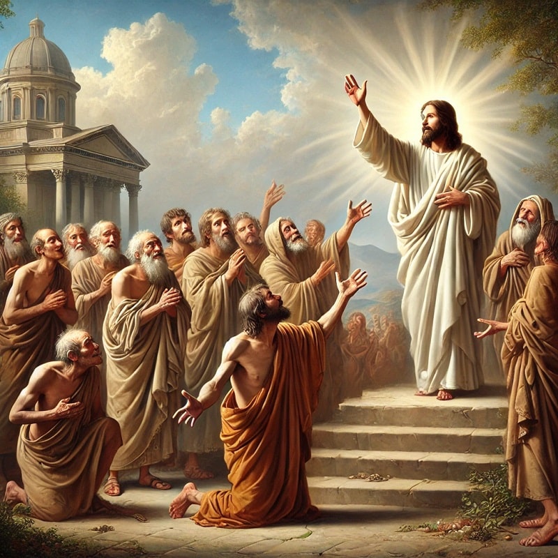 Jesus Healing the Ten Grateful and Ungrateful Lepers