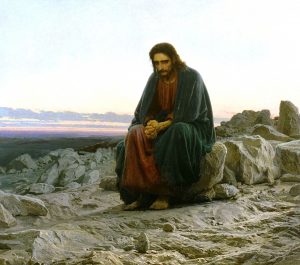 Picture of Jesus praying on the mountain